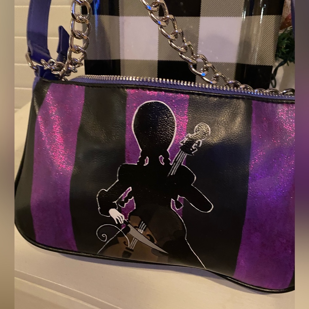 Hand painted Wednesday Addams themed purse